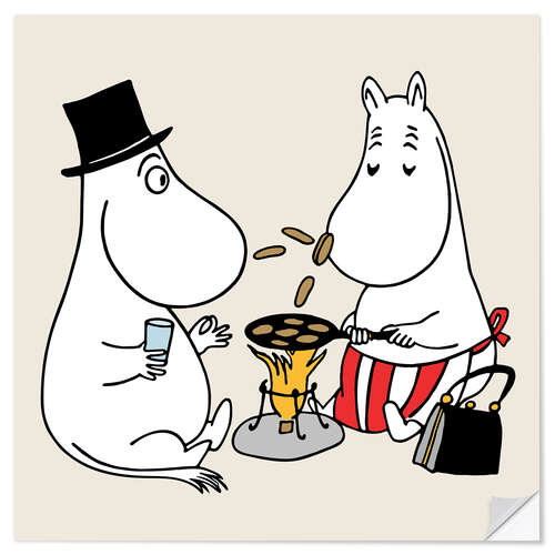 Selvklebende plakat Moomin's Barbecue Party