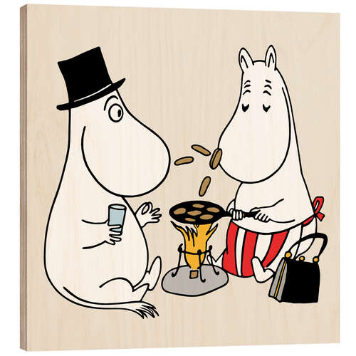 Wood print Moomin's Barbecue Party