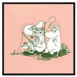 Gerahmter Kunstdruck Angeln mit Mumintroll und Snufkin