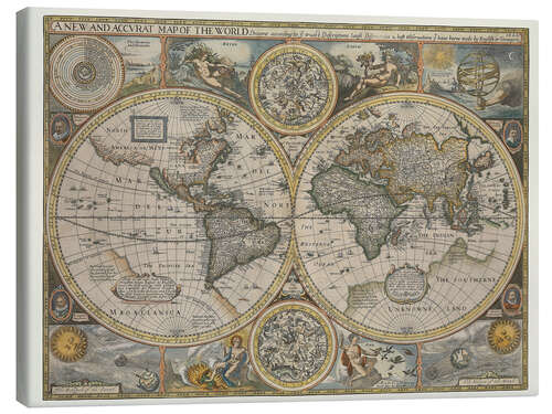 Canvas print Antique map of the world, 1626