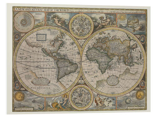 PVC-taulu Antique map of the world, 1626