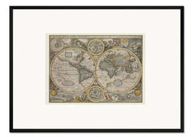 Gerahmter Kunstdruck Antike Karte der Welt, 1626