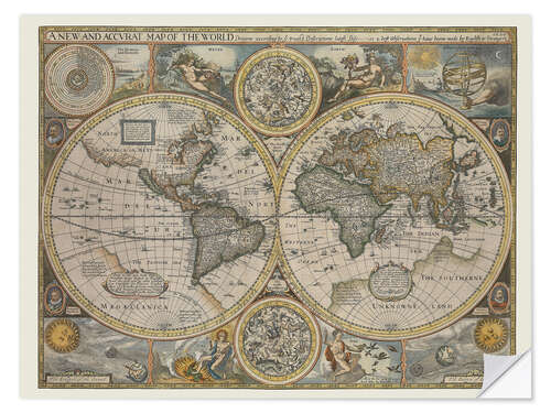 Naklejka na ścianę Antique map of the world, 1626