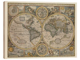 Wood print Antique map of the world, 1626