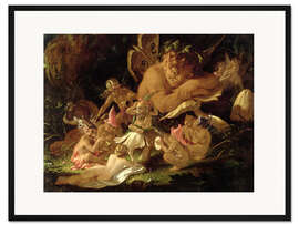 Gerahmter Kunstdruck Puck und Feen, aus Ein Sommernachtstraum, 1850
