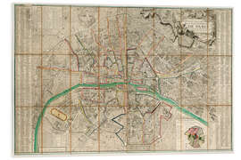 Tableau en verre acrylique Ancient Map of Paris, 1792