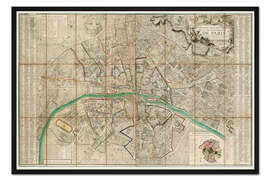 Gerahmter Kunstdruck Antike Karte von Paris, 1792