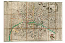 Foam board print Ancient Map of Paris, 1792