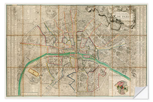 Vinilo para la pared Ancient Map of Paris, 1792