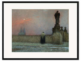Impresión de arte enmarcada Early Evening in Hradcany, Prague, Jakub Schikaneder