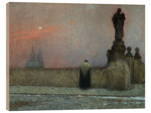 Wood print Early Evening in Hradcany, Prague, Jakub Schikaneder