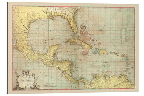 Aluminiumtavla Chart of the West Indies, 1774