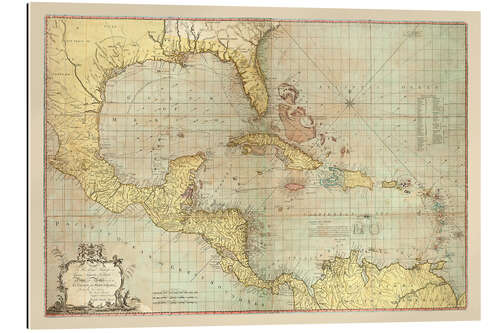 Quadro em plexi-alumínio Chart of the West Indies, 1774