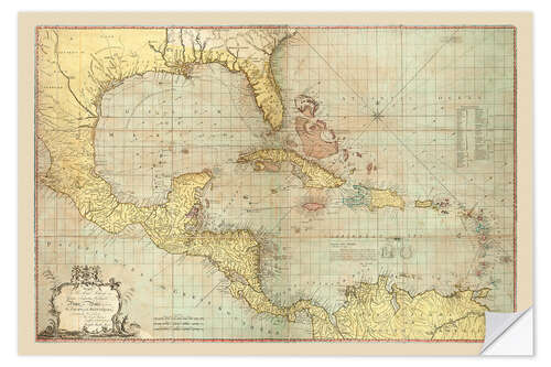 Sticker mural Chart of the West Indies, 1774