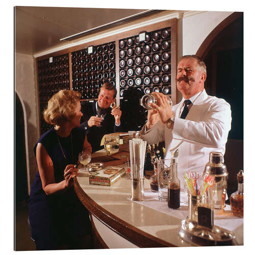 Galleritryk A splendidly moustachioed bartender on a cruise liner