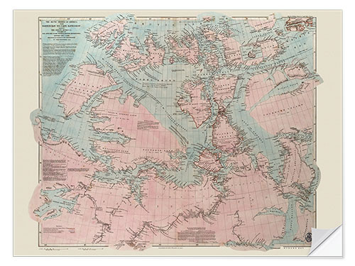 Selvklebende plakat The Arctic shores of Northamerica, British explorations 1818-1859