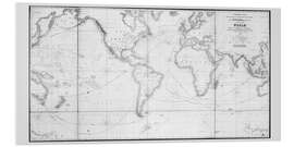 Foam board print Chart for the purpose of picking off a ship's track, 1860