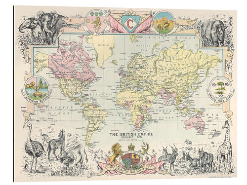 Quadro em plexi-alumínio Map of British Empire, Castle Line Atlas of South Africa, 1895