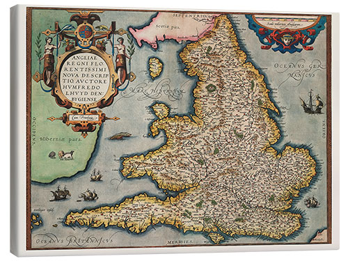 Canvas print Ancient map of the Kingdom of England, 1573