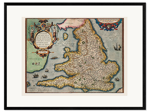 Plakat artystyczny premium w ramie Ancient map of the Kingdom of England, 1573