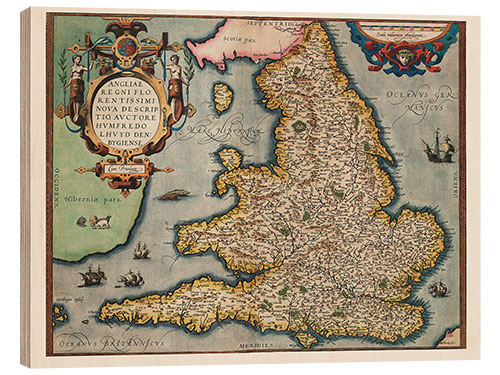 Wood print Ancient map of the Kingdom of England, 1573