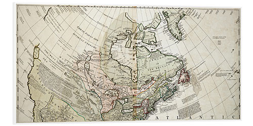 Tableau en PVC Ancient Map of North America, c. 1765