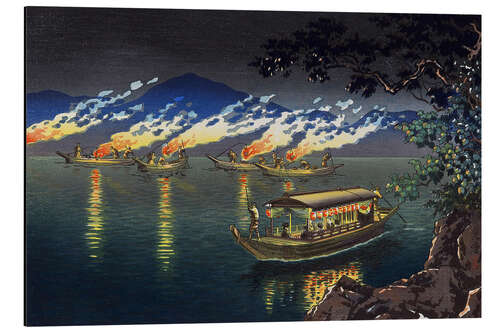 Alubild Fischen nach Kormoranen in Nagaragawa, 1940