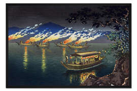 Gerahmter Kunstdruck Fischen nach Kormoranen in Nagaragawa, 1940