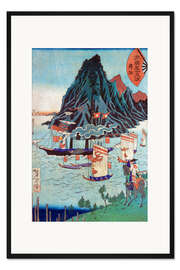 Gerahmter Kunstdruck Krieger blickt auf vorbeifahrenden Dampfer