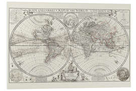 PVC-taulu Ancient map of the world, Herman Moll, 1709