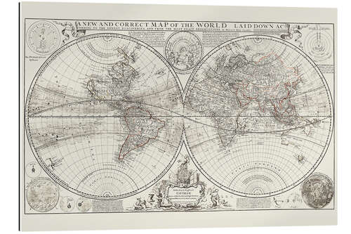 Gallery print Ancient map of the world, Herman Moll, 1709