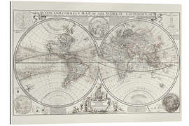 Tableau en plexi-alu Ancient map of the world, Herman Moll, 1709