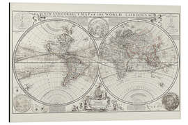 Magnettafel Antike Weltkarte, Herman Moll, 1709