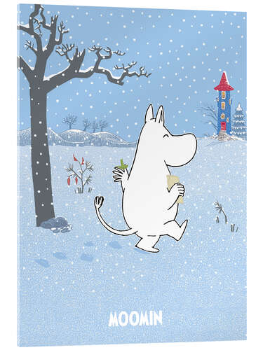 Acrylic print Moomintroll's fun in the snow