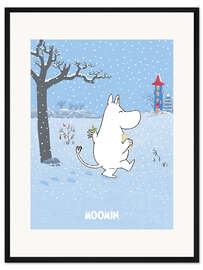 Gerahmter Kunstdruck Mumintrolls Spaß im Schnee