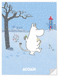 Selvklæbende plakat Moomintroll's fun in the snow