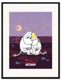 Gerahmter Kunstdruck Mumintroll und Snorkmaiden am Strand