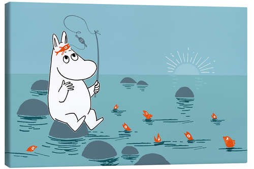 Canvastavla Moomintroll fishing