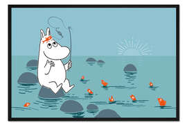 Gerahmter Kunstdruck Mumintroll angelt