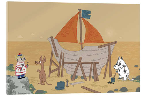 Quadro em acrílico The Moomins build a ship