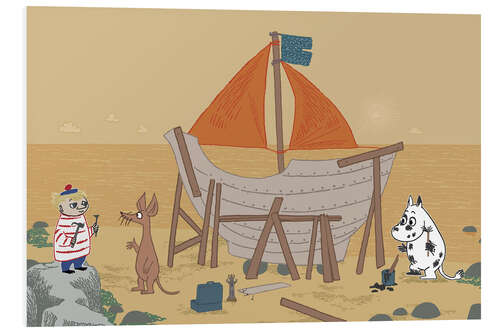 Foam board print The Moomins build a ship