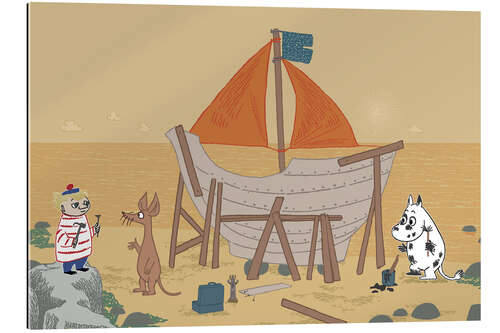 Quadro em plexi-alumínio The Moomins build a ship