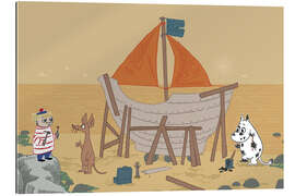 Quadro em plexi-alumínio The Moomins build a ship