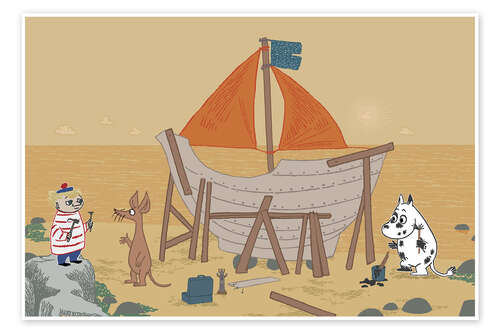 Plakat The Moomins build a ship
