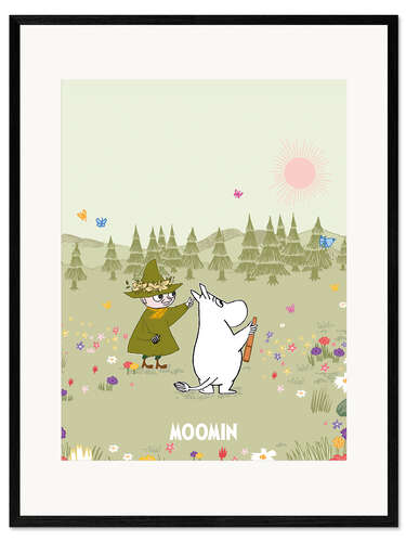 Impression artistique encadrée Outdoor adventures with Snufkin and Moomintroll