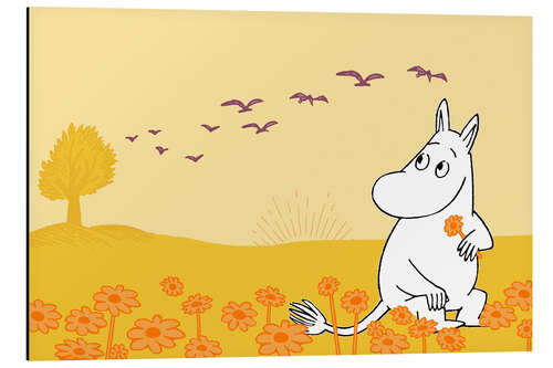 Stampa su alluminio Moomintroll in a flower field