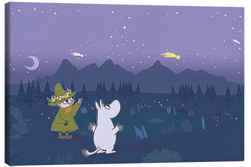 Lerretsbilde Moomintroll and Snufkin count shooting stars