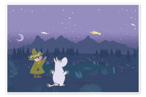 Poster Moomintroll and Snufkin count shooting stars