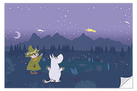 Naklejka na ścianę Moomintroll and Snufkin count shooting stars