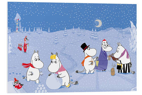 Foam board print The Moomins are playing in the snow